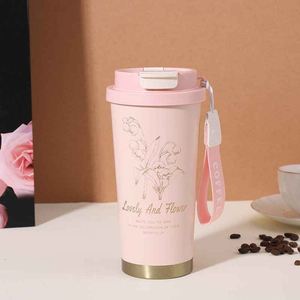 Lovely Flower Stainless Steel Vacuum <b>Flask</b> Tumbler with Lid 6-12 Hours Thermal Insulation Leak-Proof Eco-Friendly Travel Mug - Product Image 5