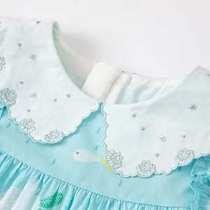 DB2221593 Dave Bella Summer Baby Girls Mermaid Print Dress With Small Bag Dress Fashion Party Dress Girl Infant Lolita Clothes