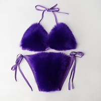 Maillot de bain sexy en fausse fourrure de renard, ensemble bikini décoratif en fourrure avec soutien-gorge et string, personnalisation prise en charge