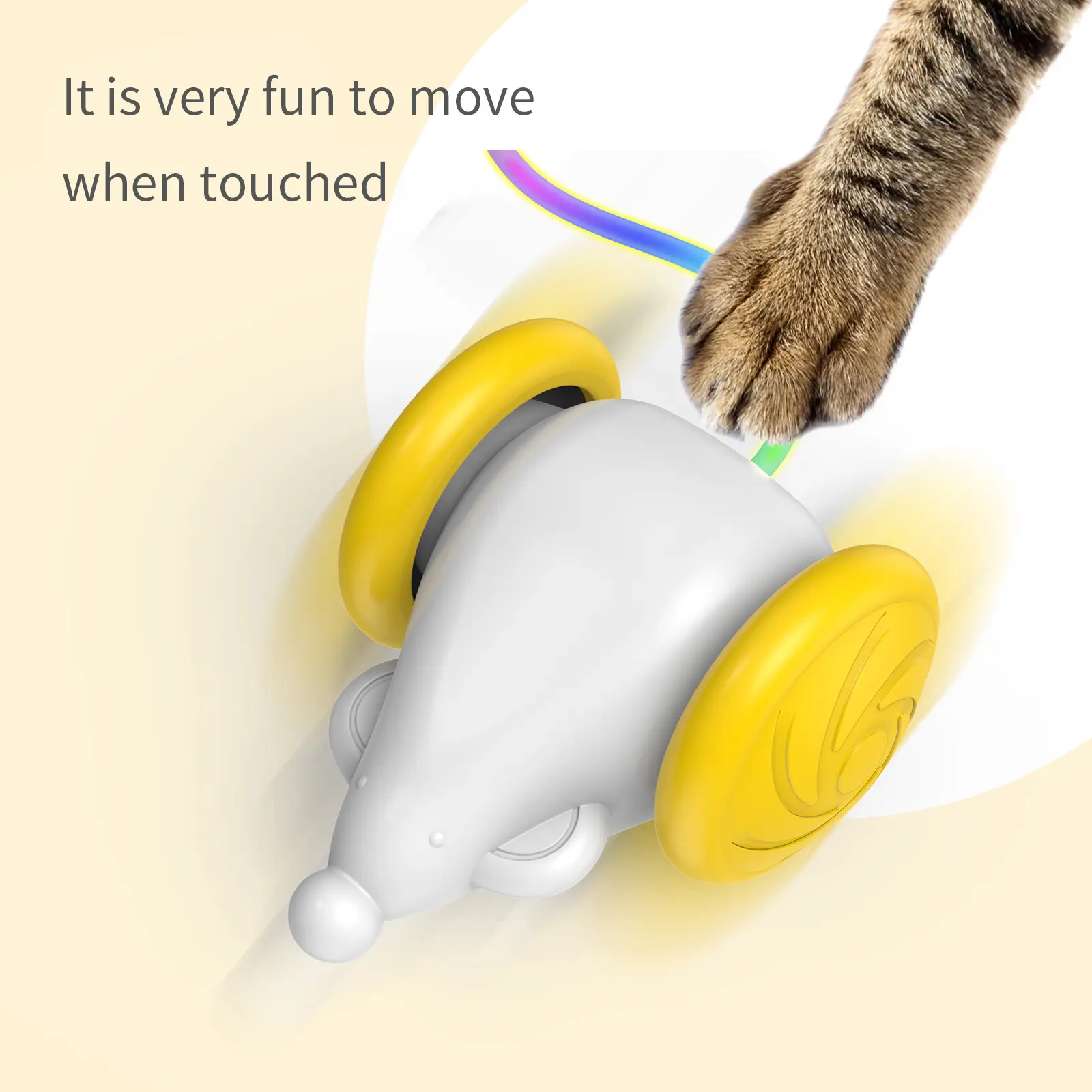 USB şarj edilebilir otomatik fare şekli Pet kedi kapalı akıllı algılama hareketli elektrikli oyuncaklar