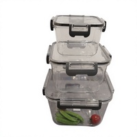 Ensemble de 3 boîtes de rangement pour réfrigérateur en PET transparent, contenants carrés pour aliments avec couvercles pour la cuisine et le congélateur
