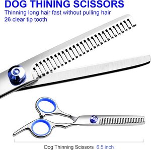 Kit professionnel de <span class=keywords><strong>ciseaux</strong></span> de toilettage pour chiens <span class=keywords><strong>ciseaux</strong></span> incurvés amincissants <span class=keywords><strong>et</strong></span> <span class=keywords><strong>peigne</strong></span> pour chien chat Kit de cisailles de toilettage pour animaux de compagnie <span class=keywords><strong>ciseaux</strong></span> pour chiens - Product Image 4