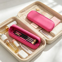 Étui de rangement portable en silicone avec fermeture éclair, sac de voyage grande capacité pour crayons et pinceaux de maquillage