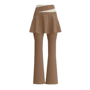 Wholesale Women's Color-Blocked Breathable Fitness Two-Piece Legging Running Bell-Bottom <b>Skirt</b> High Elasticity Waist Yoga Pants - Product Image 5