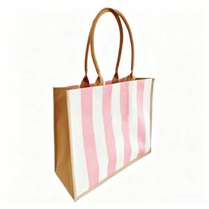<span class=keywords><strong>Bolsa</strong></span> de Compras de Lona a Rayas, Nueva Moda, Precio de Fábrica al por Mayor, con Logotipo Personalizado, Cierre <span class=keywords><strong>Grande</strong></span>, para Mujeres y Estudiantes Universitarias - Product Image 2