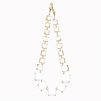 Collar de Moda Chapado en Oro de Acero Inoxidable con Piedras Blancas Cuadradas, Pieza de Moda para Fiestas