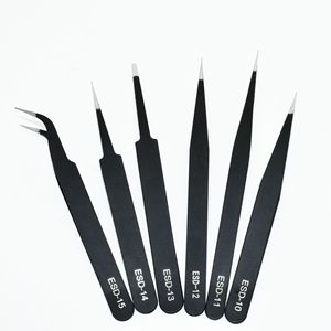 Wholesale stainless steel tweezers, ESD anti-static repair tools, <b>clips</b>, eyelash extension freebie tweezers with pointed black - Product Image 3