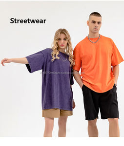 T-shirt lavé à l'acide personnalisé 100% coton 230 grammes de haute qualité surdimensionné blanc unisexe vintage lavage à l'acide poids lourd t-shirts pour hommes - Product Image 1