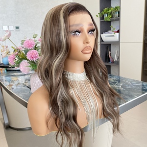 Peluca sintética resistente al calor, peluca de pelo sintético con ondas sueltas y profundas, encaje 13x4, color castaño oscuro de alta calidad, peluca de pelo femenino - Product Image 1