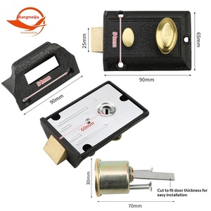 Cerradura <span class=keywords><strong>de</strong></span> Seguridad Doble Antigua con Llave, Tipo Universal, Cerradura Oculta Externa para Puerta, Uso Doméstico en Dormitorios, Cerradura Tipo Bull-head - Product Image 3