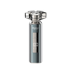 Afeitadora Eléctrica Kemei Km T103 de Triple Cuchilla, Recargable, Cuerpo Metálico, Resistente al Agua IPX7, Pantalla Digital, para Hombres - Product Image 1