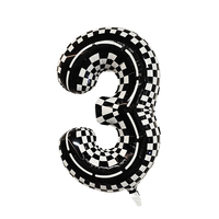 Ballons décoratifs pour fête sur le thème de la course, taille 35 pouces, mosaïque noir et blanc, ballons numérotés pour la décoration de fête d'anniversaire