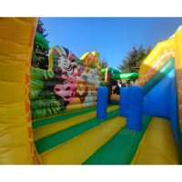Château gonflable commercial Lion Hupfburg pour enfants, combo château de saut gonflable pour animaux de la forêt