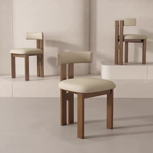 Modern Nordic <strong>Retro</strong> Solid Wood <strong>Dining</strong> <strong>Chair</strong> with Leather Upholstery for Small Apartments - Product Image 1