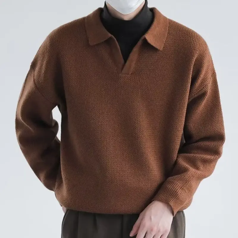 Großhandel Herren Kaschmir pullover Classic Simple Style Kaschmir Polo Neck Pullover Vielseitiges Kaschmir Polo Shirt