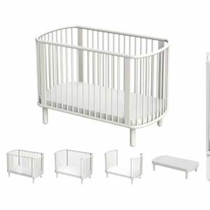 Cuna Ovalada de Madera Maciza para Bebé, Multifuncional, Altura Ajustable, Cama Columpio, Diseño Moderno Blanco, Uso en Hospital, Escuela, Dormitorio - Product Image 1