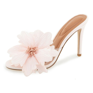 Mules con decorazioni floreali <span class=keywords><strong>in</strong></span> <span class=keywords><strong>pelle</strong></span> <span class=keywords><strong>vegana</strong></span>, cinturino <span class=keywords><strong>in</strong></span> PVC trasparente, eleganti <span class=keywords><strong>scarpe</strong></span> da sera per matrimoni e feste - Product Image 1