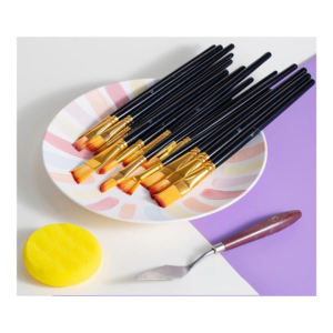 Ensemble de 15 pinceaux en nylon de haute qualité, manches en bois et en aluminium, pour <span class=keywords><strong>peinture</strong></span> à l'aquarelle, acrylique, huile, gouache, <span class=keywords><strong>peinture</strong></span> lisse - Product Image 5