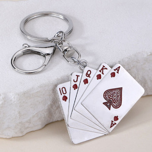 Bán buôn cá nhân hợp kim phẳng Poker <span class=keywords><strong>Keychain</strong></span> Mặt dây chuyền qua biên giới mới Carabiner Keyring trang trí nhà sản xuất cung cấp - Product Image 4