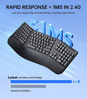 Ergonomic Split Curve 104-Key Keyboard, 2.4G Wireless/Wired, Optional Backlit, Comfortable Wrist Position for Gaming Office