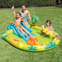 Piscine gonflable d'arrosage de pelouse en PVC d'amusement extérieur d'enfants avec le jouet de fontaine d'eau de toboggan de dinosaure et d'éléphant de champignon de parasol