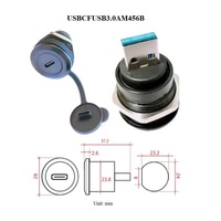 Conector Circular Tipo C para Montaje en Panel, Módulo Adaptador USB-C Hembra a USB 3.0 A Macho, Aleación de Zinc, Sin Soldadura