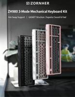 Kit de Teclado Mecánico Personalizado Zornher ZH980 Rosa para Teclado de 97 Teclas, Carcasa Barebone con Montaje Gasket y Hot Swap para Interruptores de 3/5 Pines