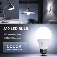 6/12/24 Paket Bohlam LED A19 dengan Casing PC, Tidak Dapat Diredupkan, Setara 60W & 100W, Suhu Warna Dapat Dipilih 2700K-5000K, Bohlam LED E26