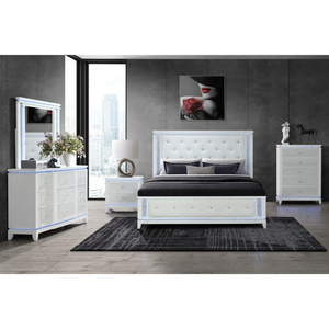 Adalid White Nightstand With Crystal Accents <b>Storage</b> <b>Drawers</b> - Product Image 6