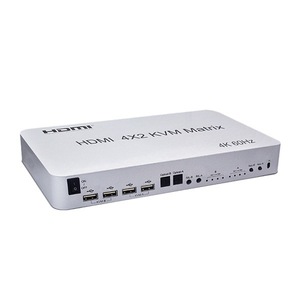 2.0 <span class=keywords><strong>HDMI</strong></span> <span class=keywords><strong>4x2</strong></span> <span class=keywords><strong>HDMI</strong></span> KVM Matrix ตัวแยกสัญญาณภาพและเสียงจอแสดงผลคู่4K 60Hz รองรับ USB เมาส์คีย์บอร์ด4ชิ้นคอมพิวเตอร์พีซี - Product Image 1