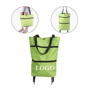 Custom <b>Foldable</b> <b>Trolley</b> Printed Logo Waterproof Portable Market Reusable Shopping Bag With Wheel - Product Image 3