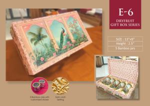 handcrafted Hand Painted Resin Dryfruit Gift <b>Box</b> 13x9x2.5 Inch With 5 Bamboo Jars Satin Cloth Artistic <b>Floral</b> Design Handmade - Product Image 2