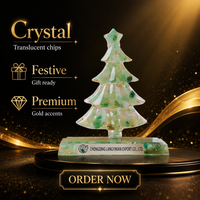 Décoration de Noël en résine verte en forme de cristal, ornement d'arbre, décoration de table intérieure, décoration de fête, décoration de maison, fournitures de fête