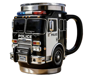 Mug à <span class=keywords><strong>café</strong></span> en forme de camion de pompiers - 11 oz - Thermos amusant pour pompiers - Acier inoxydable à double paroi - Pour hommes - Portable - Réutilisable - Product Image 5
