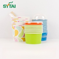 Gobelets en papier biodégradables imperméables à paroi simple avec impression de marque pour crème glacée, tailles de 2oz à 32oz, vente chaude, diverses tailles disponibles pour la crème glacée