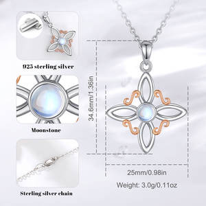 Collar con Colgante <span class=keywords><strong>de</strong></span> Nudo Mágico <span class=keywords><strong>de</strong></span> Piedra Lunar Merryshine, Baphomet, Brujería Pagana, <span class=keywords><strong>Buena</strong></span> <span class=keywords><strong>Suerte</strong></span>, Símbolo Wiccano Irlandés, Nudo <span class=keywords><strong>de</strong></span> <span class=keywords><strong>Brujas</strong></span> - Product Image 4