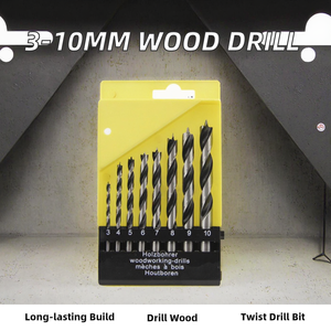 HANSHEN <span class=keywords><strong>HSS</strong></span> (High Speed Steel) 3-10mm doos met driepunts spiraalboor, 35mm werkingslengte voor houtboren, ODM OEM - Product Image 1