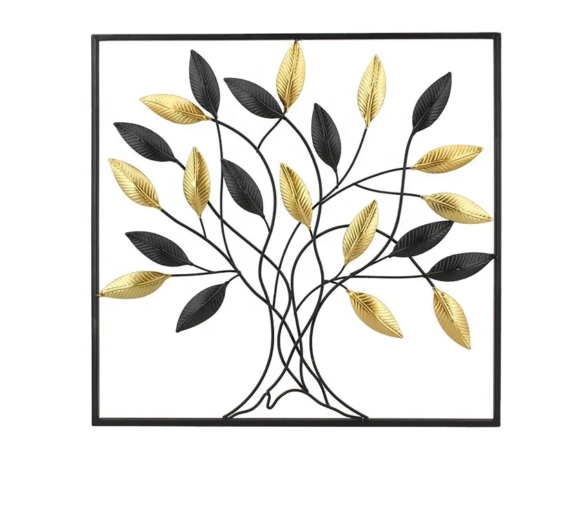 Gold And Black Leaf Wall Decoration Metal Leaves Wall Decor For Living Room For Concise Home Decoration