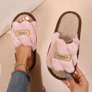 Women's Plush Fuzzy for Home Fur Open-Toe <b>Slides</b> Autumn Winter Indoor Silent Comfort EVA Soft-Soled Bedroom Warm Flip Flops - Product Image 6