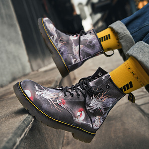 Bottes de randonnée pour hommes, imprimées en 3D, à lacets, tige en tissu extensible, motif léopard, antidérapantes, légères et confortables - Product Image 2