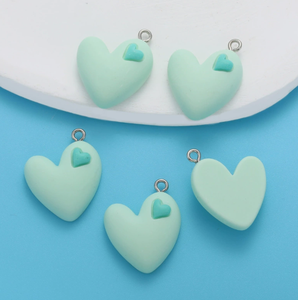 Nuovo Design cuore in resina Flatback cabochon Charms con anello foro per fai da te gioielli Deco parti artigianali - Product Image 6