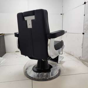 Modern Barber Chair Hydraulic Salon Styling Chair Black PU Leather Round Base Adjustable <b>Footrest</b> Barber Shop Furniture - Product Image 2