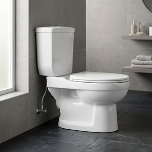 Ceramic Two Piece P-<b>Trap</b> Lavatory Dual Flush Floor Mounted Water Closet with Side Flushing and Eco-Friendly Features - Product Image 4
