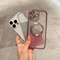 Coque de téléphone de luxe scintillante pour iPhone 18 Pro Max 17 16 12 13 14 Plus 11 XS XR, placage magnétique, dégradé brillant, en TPU souple