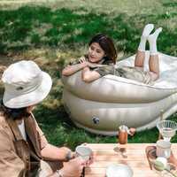 Canapé gonflable d'extérieur moderne en PVC floqué, écologique, à gonflage automatique, pour festival de musique, camping et détente