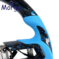 Setir Kemudi LED Serat Karbon Forged Biru Berkualitas Tinggi Khusus untuk Ford Mustang GT/GT500/GT350 2015-2023