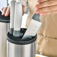 Support de rangement pour couteaux en acier inoxydable, type sur pied, à insérer librement, pour comptoir de cuisine
