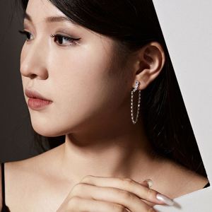 Dylam New Arrival 5A Cubic Zirconia Stud <b>Earrings</b> with Chain 925 <b>Sterling</b> <b>Silver</b> Hypoallergenic <b>Dangle</b> <b>Earrings</b> for Women - Product Image 4