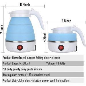 High Quality Silicone Portable Foldable Electric <b>Kettle</b> for Camping-Thermal Insulation & Dishwasher Safe - Product Image 4