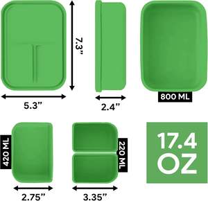 Boîte à lunch bento en silicone écologique Platinum pour la maison, ensemble de 2 à 3 compartiments, compatible micro-ondes et congélateur, pour tous les âges, pour le stockage des aliments - Product Image 2